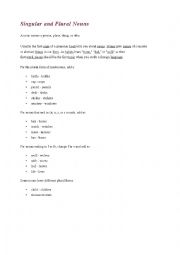 English Worksheet: Singular - Plural - Nouns