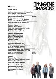 English Worksheet: Thunder by Imagine Dragons