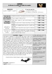 English Worksheet: Vampire : Quizz !