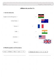 English Worksheet: Where do you live ? 