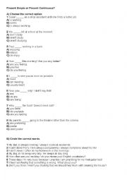 English Worksheet: Present Simple Present Continuous