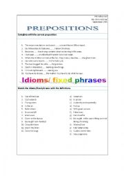 English Worksheet: Prepositions and Phrasal verbs