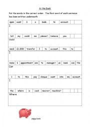 English Worksheet: visiting the bank