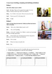 English Worksheet: Functions: Inviting, accepting and declining an invitation.