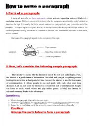 English Worksheet: Paragraph  Writing