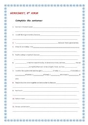 English Worksheet: Lets complete the sentences!