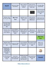 English Worksheet: Ing-form or Infinitive Board Game