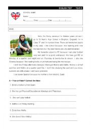 English Worksheet: Test - School