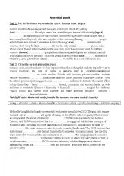 English Worksheet: 2nd form remedial work