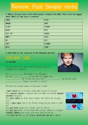 English Worksheet: SONG: GALWAY GIRL, BY ED SHEERAN