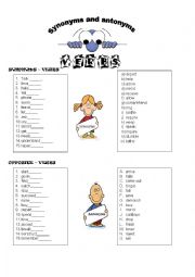 English Worksheet: synonyms and antonyms - verbs 