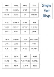 SIMPLE PAST BINGO