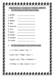 English Worksheet: CLOTHES AND VERB TO BE 