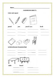 English Worksheet: Classroom objects