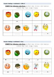 English Worksheet: Feelings - Difficult and easy
