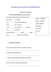 English Worksheet: unprofessional behaviour at work