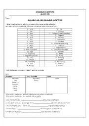 English Worksheet: Gradable and Non gradable Adjectives