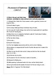 English Worksheet: The pursuit of happiness part 2 - film