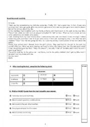 English Worksheet: Test 7th grade - Past actions