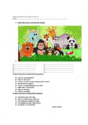 English Worksheet: There is a party at the zoo!!!!!