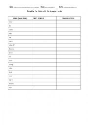 English Worksheet: Irregular verbs test