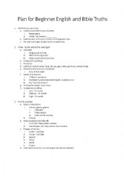English Worksheet: Plan for Beginner English and Bible Truths