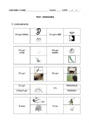 English Worksheet: Dinosaurs - test