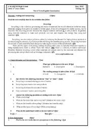 English Worksheet: 1st third exam