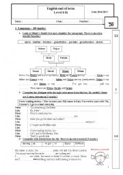English Worksheet: end of term test for 6th grade 