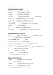 Different verbal tenses