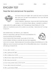 English Worksheet: daily_routines_TEST