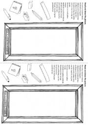 English Worksheet: School Objects, colours, body and shapes