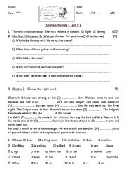 English Worksheet: Sherlock Holmes and the Red Circle - Black Cat Reader - Green Apple Test n1