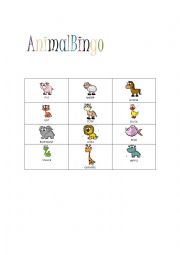 English Worksheet: ANIMAL BINGO