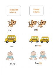 English Worksheet: singular nouns and plural nouns