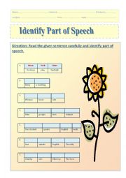 English Worksheet: part of speech edited