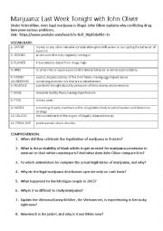 English Worksheet: Marijuana John Oliver video based discussion