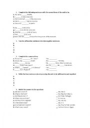 English Worksheet: Verb to be worksheet