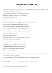 English Worksheet: idioms tour guides use