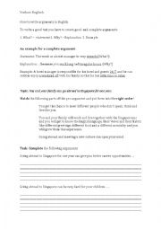 English Worksheet: How to write arguments in English