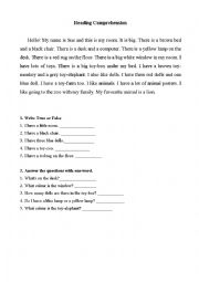 English Worksheet: reading comprehension 