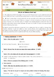 English Worksheet: End Semester 2 Test for 8 th Forms
