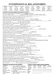 English Worksheet: Interpersonal Relationships