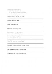 English Worksheet: SIMPLE PRESENT