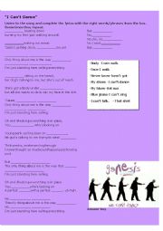 I Cant Dance song activity
