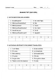 Grammar test (made easy for special needs)
