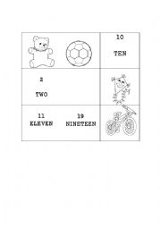 English Worksheet: BINGO- TOYS AND NUMBERS