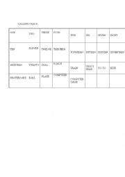 English Worksheet: CALLING CARDS BINGO TOYS AND NUMBERS