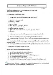 English Worksheet: Speaking 7th grade
