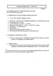 English Worksheet: Speaking 7th grade 2nd term